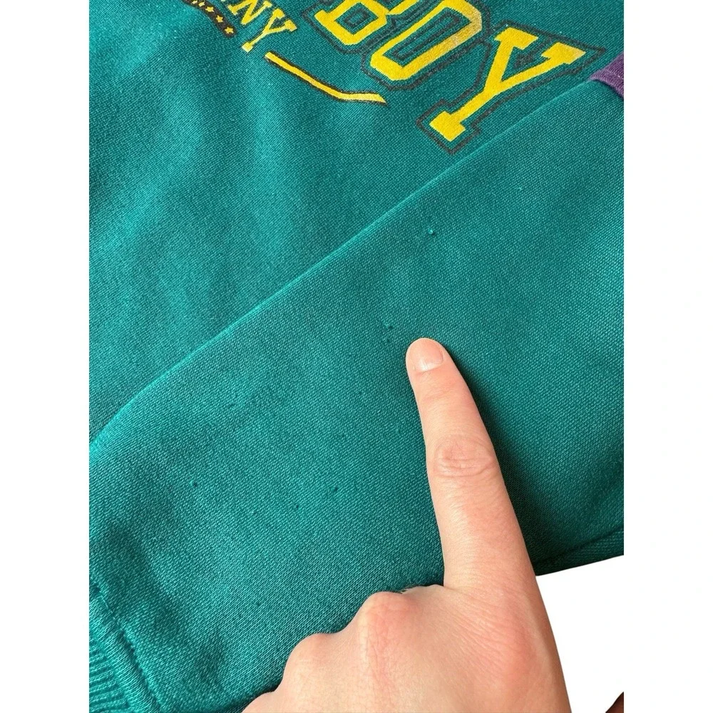 Boys Vintage 90s‎ Color Block Bugle Boy  Oversized Y2K Hoodie Sweater Small 8/10